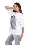 Oversized Slip On Pattern T-Shirt - White Rabbit