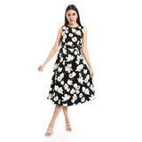 Floral Print Midi Dress With Waist Cut - Merch