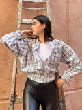 Tweed Bomber Jacket With Pockets - Leocansa