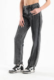 Black Distressed Lines Straight Leg Jeans - Fit Freak