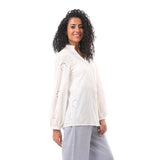 Cotton V Neck Blouse With Buttons - Merch