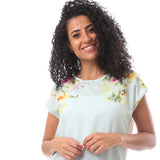 Pistachio Top With Printed Flowers - Merch