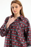 Red Striped Tribal Print Overshirt - Fit Freak