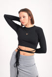 Tie Waist Long Sleeve Top (38251) - Fit Freak