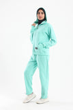 Pistachio Chill Oversized Half Zipper Set - Fit Freak