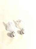 Octahedron White/Silver  Earrings - Trio Earrings