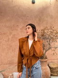 Diva Suede Belted Jacket - Leocansa