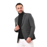 Birdseye Notched Collar Buttoned Blazer - White Rabbit