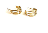 Thin Triple Gold Hoops - Trio Earrings