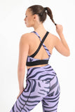 Purple Back Detail Zebra Printed Sports Bra - Fit Freak