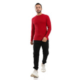 Burgundy Ribbed Long Sleeves Sweatshirt - Pavone