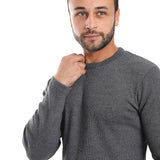 Dark Grey Ribbed Long Sleeves Sweatshirt - Pavone