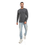 Dark Grey Ribbed Long Sleeves Sweatshirt - Pavone