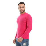 Fuchsia Ribbed Long Sleeves Sweatshirt - Pavone