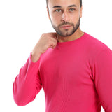 Fuchsia Ribbed Long Sleeves Sweatshirt - Pavone