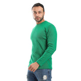 Green Ribbed Long Sleeves Sweatshirt - Pavone