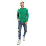 Ribbed Long Sleeves Lightweight Sweatshirt - Pavone