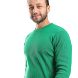 Ribbed Long Sleeves Lightweight Sweatshirt - Pavone