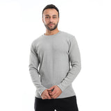 Light Grey Ribbed Long Sleeves Sweatshirt - Pavone