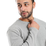 Light Grey Ribbed Long Sleeves Sweatshirt - Pavone