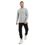 Light Grey Ribbed Long Sleeves Sweatshirt - Pavone