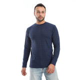 Navy Ribbed Long Sleeves Sweatshirt - Pavone