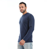 Navy Ribbed Long Sleeves Sweatshirt - Pavone