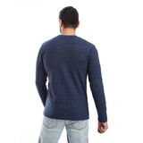 Navy Ribbed Long Sleeves Sweatshirt - Pavone