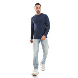 Navy Ribbed Long Sleeves Sweatshirt - Pavone