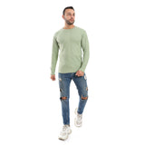 Pistachio Ribbed Long Sleeves Sweatshirt - Pavone