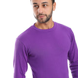 Ribbed Long Sleeves Lightweight Sweatshirt - Pavone