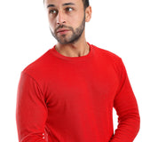 Red Ribbed Long Sleeves Sweatshirt - Pavone