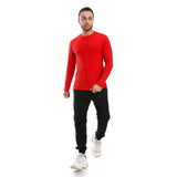 Red Ribbed Long Sleeves Sweatshirt - Pavone