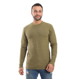 Olive Ribbed Long Sleeves Sweatshirt - Pavone