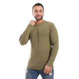 Olive Ribbed Long Sleeves Sweatshirt - Pavone