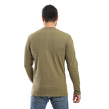 Olive Ribbed Long Sleeves Sweatshirt - Pavone