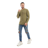 Olive Ribbed Long Sleeves Sweatshirt - Pavone