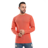 Orange Ribbed Long Sleeves Sweatshirt - Pavone