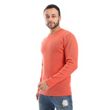 Orange Ribbed Long Sleeves Sweatshirt - Pavone