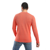 Orange Ribbed Long Sleeves Sweatshirt - Pavone