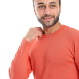 Orange Ribbed Long Sleeves Sweatshirt - Pavone