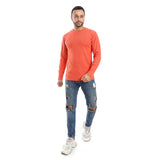 Orange Ribbed Long Sleeves Sweatshirt - Pavone