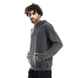 Washed Hoodie With Front Pocket - Pavone