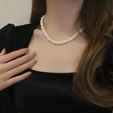 Wrapped Double-Strand Pearl Necklace - Fluffy