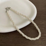 Wrapped Double-Strand Pearl Necklace - Fluffy