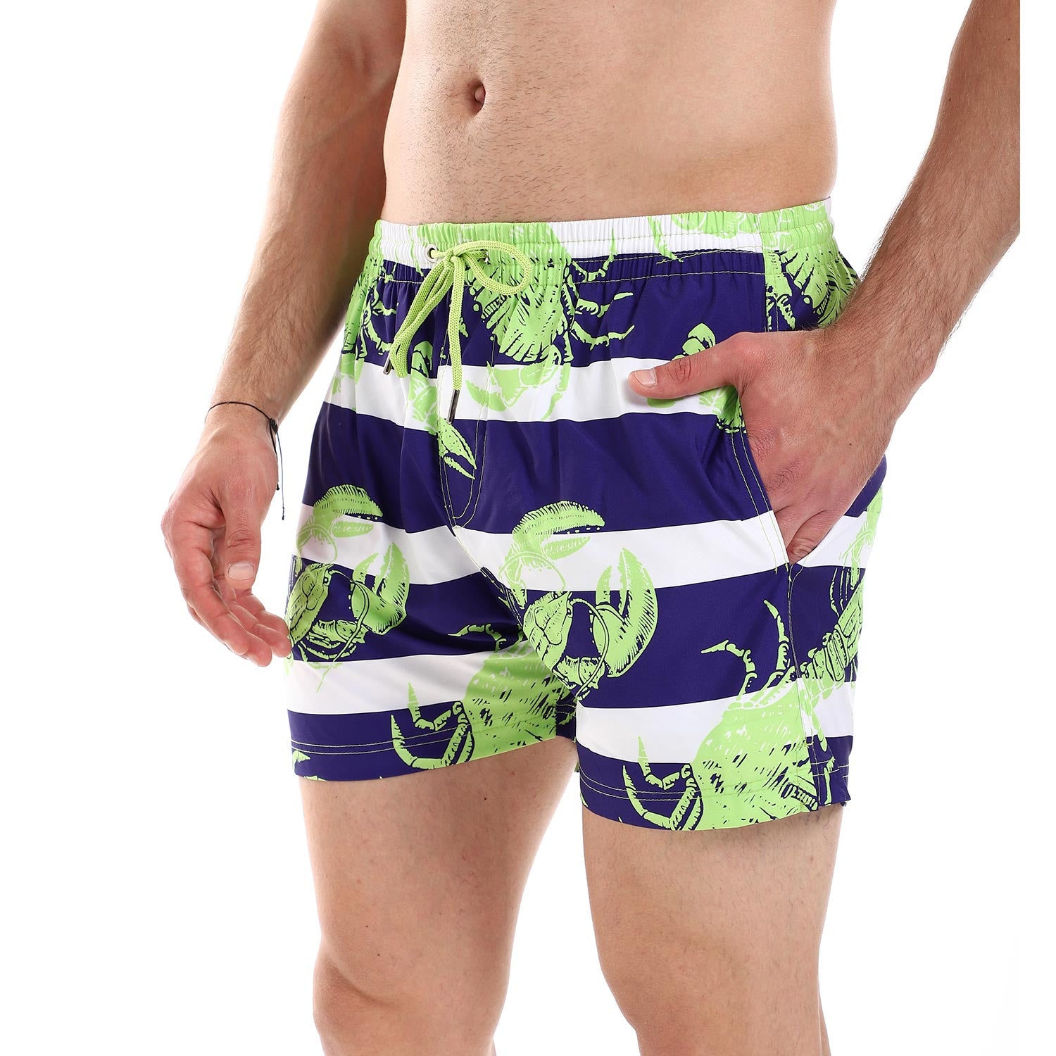Pavone Stripes & Crabs Elastic Waist Swim Shorts (255)