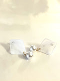 Octahedron White/Gold  Earrings - Trio Earrings