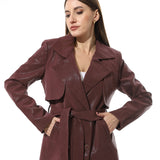 Slash Pockets Notch Lapel Leather Coat - Mr Joe