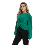 Twisted Stomach Plain Blouse (2984) - Mr Joe