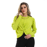 Twisted Stomach Plain Blouse (2984) - Mr Joe